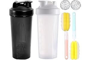 Tokaneit 2 Bouteilles de Shakers de Protéines 700 ml Shaker à Protéines avec 2 boules mixtes en acier inoxydable pour le fitness couvercle anti-fuite, Grande Capacité, Lavable au Lave-Vaisselle