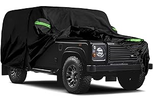JUDANNA Waterproof Car Cover Intended for Land Rover Defender 90 1990-2016, All Weather Outdoor Car Covers Full Car Cover with Zipper Door & Windproof Bands for Sun Rain Dust Protection