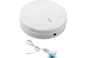 VAKLER Détecteurs de fuites d'eau, 6F22/9V incluses Veille Ultra Longue 135dB Capteur de Niveau d'eau avec 105cm Détachable Câble Alarme pour Cuisines salles de Bains Caves buanderies garages greniers