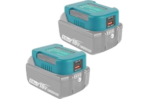 QUPERR 2 Pack Battery Adapter, USB Charger Adapter kompatybilny z Makita 18V Lithium-Ion Battery Dual USB Phone Charger Adapter z Type-C Fast Charging（Adapter tylko）