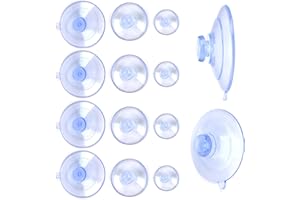 WITWAR 12 Suction Cups, 3 Sizes Mushroom Head Suction Pads 20mm 30mm 45mm Clear Window Suckers without Hooks Plastic Round Button Sucker Pads Strong Suction Holder for Smooth Flat Surfaces Daily Hanging