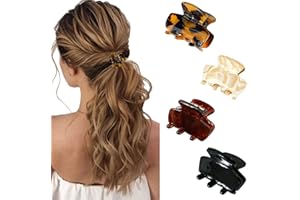LADAYPOA Small Hair Clips, Mini Hair Claws for Women and Girls, Pack of 4 Non-Slip Hair Claws, Jaw Clip, Stylish Hair Clips Made of Tortoiseshell for Thin, Thick Hair