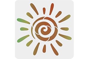 FINGERINSPIRE Sun Stencil Template 30 x 30 cm Grand Sun Painting Stencil Stencil Reutilizable para Arte y Artesanía de Bricolaje para Pintura sobre Madera (Blanco, Cuadrado)
