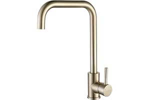 KINSE Rubinetto Lavello Cucina in Acciaio Inox, Miscelatore Monocomando, girevole a 360°, Oro