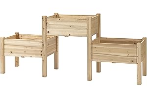 Outsunny Jardinière sur Pieds carré Potager 2 étages dim. 184L x 45l x 80H cm Inserts d'irrigation Bois Sapin pré-huilé