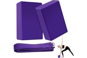 Hillylolly Yoga Block, Set of 2 with Strap, Yoga Fitness Training Block, EVA Block for Meditation, Pilates, Fitness