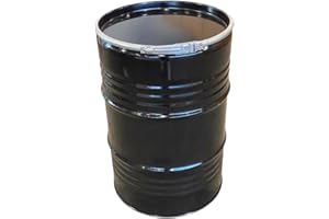 SRM - DESIGN Metallfass 210 Liter Blechfass Fass Ölfass Tonne mit Spannring und Deckel Schwarz NEU