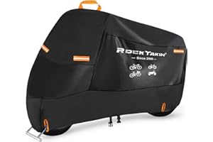 ROCK TAKIN Bike Cover for 1 Bike Outdoor Waterproof, 300D Oxford Heavy Duty Bicycle Cover Rain Dust UV Wind Proof Bike Tarp with Reflective Strips Storage Bag for Mountain Road Electric Bike