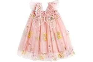 ABOHU Vestidos para Bebés Niña Mariposa Tul Elegante Verano Floral de Tutú Sin Mangas con Alas Un Niña Pequeña de Princesa Vestido Ceremonia Fiesta de Cumpleaños Boda Flores Vestido 1-5 años