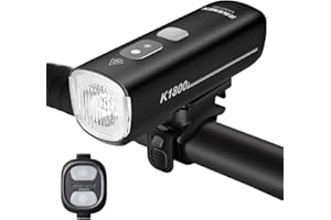 RAVEMEN 1800 Lúmenes Inteligente Faros Delanteros para Bicicleta, K1800 Modo de Conducción Inteligente Diurno y Nocturno Que Ajusta Automáticamente el Brillo, Carga y Descarga USB-C