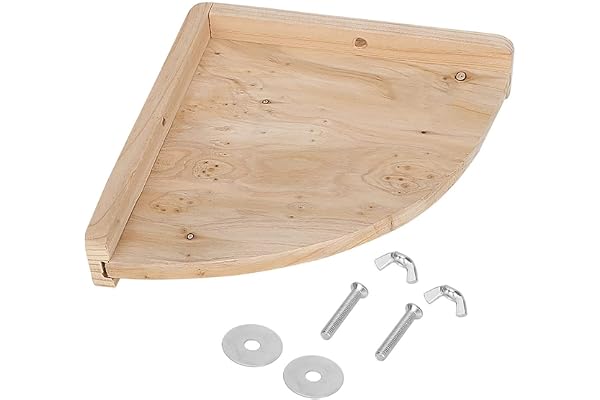 Plateforme pour Oiseaux en Bois Naturel, Forme de Ventilateur, 18x18x4cm, Support de Repos pour Perroquets, Perruches, Cockatiels et Budgies