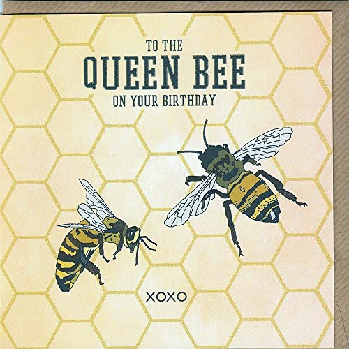 to The Queen Bee on Your Birthday XOXO - Quirky Bee Birthday Card Hand Drawn