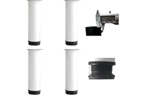 MIEGUIWOR 4 Pièces Pied de Meuble Réglable en Acier Inoxydable(0.6mm),Anti-Rouille,Base Antidérapante en ABS,Pied Reglable pour Meuble (0-15mm) pour TV,Table,Cuisine, Salle de Bains (Blanc,18cm)