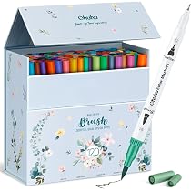 Ohuhu 160 Feutres Coloriage Adulte Aquarelle Double Pointe Fine Et Pinceau - Set Complet Pour Mandala, Calligraphie Et Dessin - Boîte Blanche