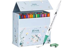Ohuhu Rotuladores Lettering 120 Colores, Rotuladores Doble Punta, Punta Pincel & Punta Fina, Rotuladores Acuarelables para Adultos Dibujo, Caligrafía, Lettering, Mandalas