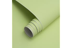 Timeet Self-Adhesive Wallpaper Green Matt Adhesive Film Furniture 40 x 300 cm Furniture Film Self-Adhesive Light Green Waterproof Furniture Sticker Vinyl Film for Furniture Wall Kitchen Cabinet
