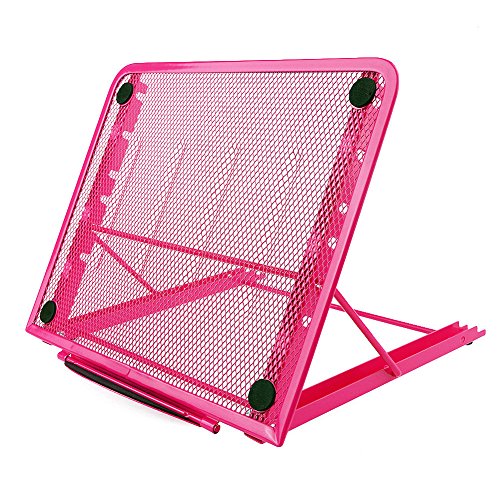 Faltbarer Laptop Tablet Ständer, InGoo Laptopständer Mesh Belüftet Kühler Halter Verstellbarer Computer Halterung Stütze Ständer für Laptop, Notebook, iPad Mini, iPhone, Tablets(Rot)