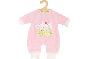 Heless 1381 - Abbigliamento per Bambole con Design Bunny Lou, Tutina soffice con Applicazione di Coniglietti e Motivo Floreale per Bambole e Peluche di Taglia 28-35 cm