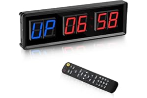 BOTTAM Temporizador de Gimnasio, Temporizador de Intervalo LED, Reloj de Pared Cuenta Regresiva Digital, Reloj de 1,5 Pulgadas hacia Abajo/Arriba, CronóMetro para el Hogar