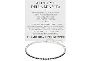 BRAMART Bracciale Tennis Uomo All'Uomo della Mia Vita Argento Sterling 925 Compleanno Idee Regali per lui, Bracciale Fidanzati oro Idea Regalo Natale - Cofanetto con DEDICA incluso.