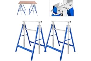 Izrielar Lot de 2 tréteaux d'échafaudage pliants - Hauteur réglable sur 7 niveaux - 81-130 cm