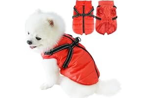 Eastlion Winter Dog Coat Warm Waterproof Dog Jacket Puppy Dog Clothing Vest with D-Ring Red Size S