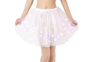 Kefiyis Tutu Mujer LED Iluminar Tutu Adulto Adolescente Falda Ballet Halloween Navidad Baile Fiestas Disfraz