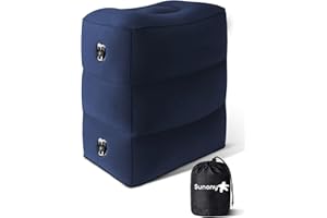 Sunany Nadmuchiwana poduszka pod nogi do podróży, regulowana wysokość poduszki, wielofunkcyjne akcesorium podróżne dla dzieci do spania i podnóżka, odpowiednia do biura, domu i podróży (niebieski)