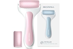 ‎IBORRIA Ice Roller für Gesicht von IBORRIA, Ice Face Roller mit 2X Rollenköpfen für langanhaltende Kälte, Ice Roller für Gesicht & Augen Schwellungen Relief, Face Massager Roller für Migräne (Rosa)
