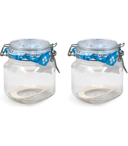 Acan Bocal Hermétique Avec Joint En Caoutchouc Et Fermeture à Clip Métallique, Capacité De 1 Litre, Fabriqué En Verre