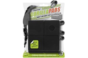 Slipstick GorillaPads CB142 Non-Slip Furniture Pads/Grippers (Set of 8) Furniture Leg Floor Protectors, 2 Inch Square, Black