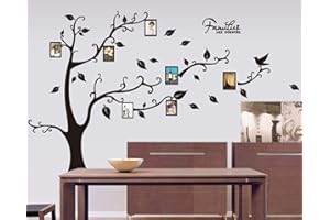 GUANGMU Albero Adesivi Fai da te Removibili Albero Adesivo da Parete Murali Cornici per Foto Sticker per Soggiorno Asili Nido Bambini Stanze Camera da Letto(170 * 120cm Nero Albero Adesivi)