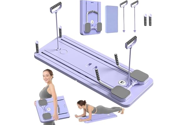 Reformer Pilates Multifonction avec Bandes de Résistance & 10 Exercices Inclus - Appareil Abdominale et Entraînement Complet du Corps pour Gym à Domicile, Pliable et Compact pour Un Rangement Facile
