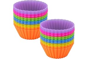RUIKCOLL Molde para muffins de silicona, molde para hornear de silicona, estuches para muffins reutilizables, uso en tartas, budines, crema, 6 colores, 24 piezas