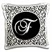 Produktbild 3dRose Buchstabe F – schwarz und weiß Damast – Kissen Fall, 16 von 16 Zoll (PC 38755 _ 1)