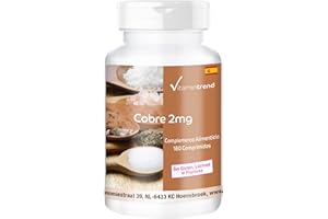 Cobre 2mg – ¡Bote para 6 MESES! – Vegano – Suplemento de cobre – 180 comprimidos | Vitamintrend®