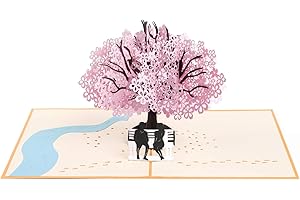 Karta okolicznościowa Vicloon, kartka walentynkowa, kartka rocznicowa, ślub 3D z kopertą kartą Sakura romantyczna para na Walentynki urodziny, Boże Narodzenie Nowy Rok