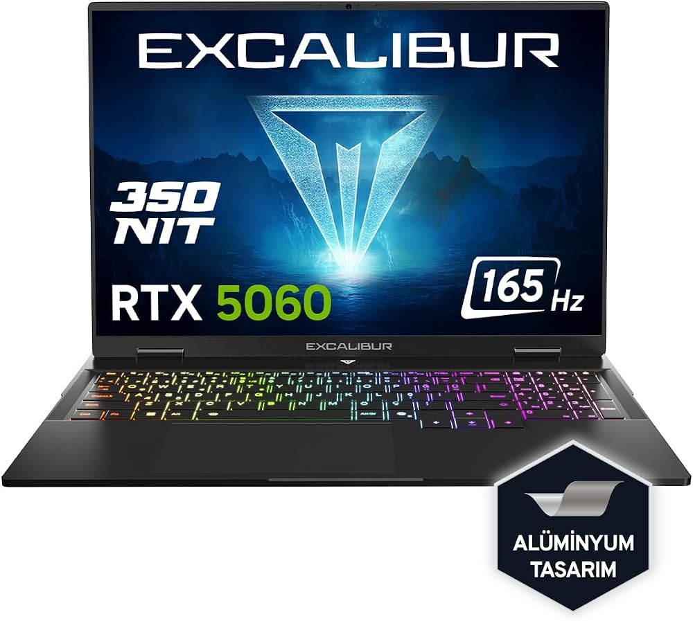 Casper Excalibur G915 i7-13620H 16GB 480GB 8GB RTX5060 165Hz 16" Freedos Gaming Laptop G915.1362-BV60X-C
