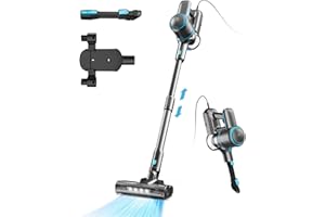 TASVAC Staubsauger mit Kabel, 25Kpa Stark Saugkraft 6-in-1 Stielstaubsauger & 600W Handstaubsauger, LED-Anzeige Staubsauger Beutelloser mit HEPA-Filter für Harte Böden Teppich Auto, Vacuum Cleaner I7