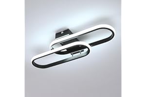 Toolight Plafon LED Techo 32W 3600LM, Lamparas de Techo Salon Moderno 50cm 6500K, Lampara Techo Acrílico Negro para Salón Dormitorio Cocina Baño Balcón, Luz Blanca Fría