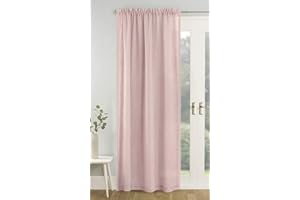 Tyrone Textiles Ltd Tahiti Blush Pom Pom Trim Linen Look Voile Panel (Drop - 54" (137cm))