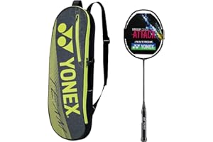 YONEX ASTROX TX schwarz besaitet Angriffsschläger Badmintonracket mit passendem Racketbag schwarz/gelb mit Rucksackfunktion …