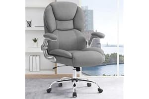 IWMH Executive Office Chair, Ergonomic Big and Tall Computer Desk Chair, High Back Chair with Padded Flip-up Armrest, Lumbar Support Swivel Rolling Chairs (Gray)