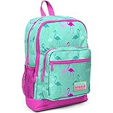 Coral High Primary School Backpack - Girls' Pink Green Flamingos - Four Compartments