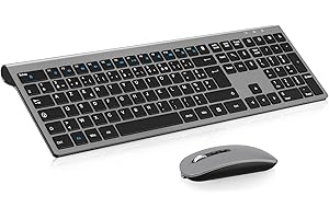 cimetech Ensemble Clavier et Souris sans Fil, Clavier Rechargeable Compacte USB C 2.4G Silent Ultra-Mince de Pleine Taille avec Pavé Numérique Souris pour PC/Laptop/Windows/Mac-Gris Noir
