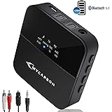 MYCARBON Bluetooth Adapter Audio 5.0 Bluetooth Transmitter Empfänger 2 in 1, High Definition Low Latency mit LED Anzeige, TOSLINK/RCA/3.5mm AUX Kabel für Stereoanlage Kopfhörer Lautsprecher TV Laptop