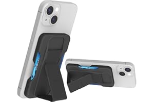 CLCKR Support Fin et Portefeuille Compatible avec MagSafe Séries iPhone 15/14/13, Porte-Cartes Magnétique 2 et Poignée pour Les Doigts, Fonction Portrait et Paysage, Prévention des Chutes, Noir