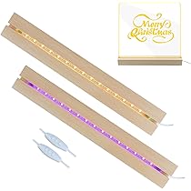 YWNYT Base per esposizione con luci a LED, 150 x 45 x 30 mm, luce calda/ colorata, rettangolare, in legno, piedistallo illuminato, per lastre acriliche da 5 mm, vetro cristallo, resina artistica (10