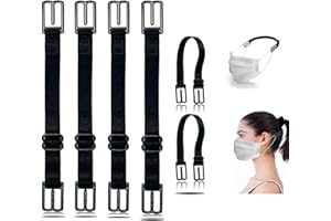 Juliyeh Keepaty 6 Pieces Mask Holder,Extender Strap,Mask Hook Strap,Mask Clips for Behind Head,Elastic Holder to Relieve Ears Over Neck and Back of Head, Mask Non-Slip Extension Adjustable, Black