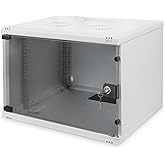 DIGITUS Netzwerk-Schrank 19 zoll 7 HE - unmontiert - Wandmontage - 400 mm Tiefe - Traglast 60 kg - Glastür - Grau